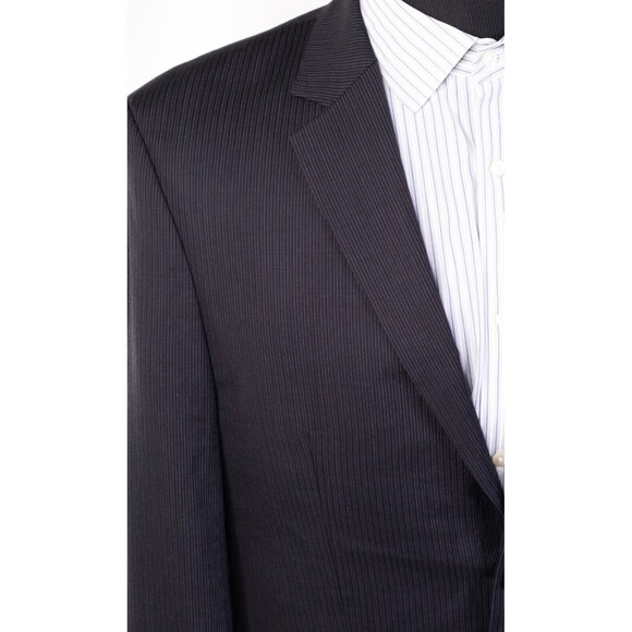 JOE JOSEPH ABBOUD Striped 2 button Blazer Black Jacket 100% Wool Sport coat 40L - Picture 6 of 13